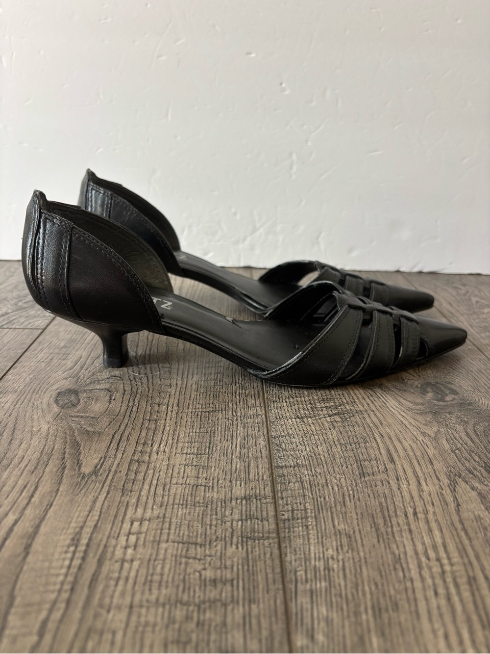 SCHUTZ Black Pointed Kitten Heel Pumps